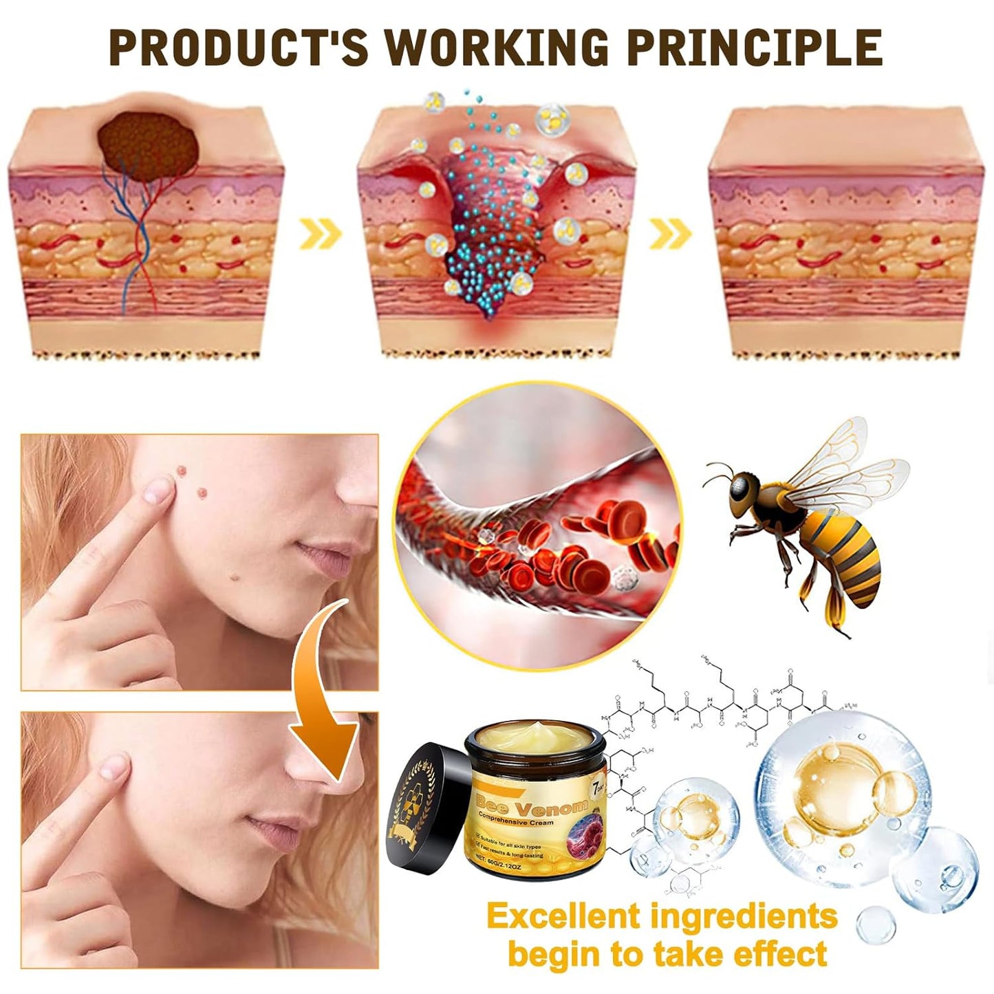 Bee Venom Comprehensive Cream, Firming & Wrinkle-Reducing Deeply Nourishes The Skin, Professional Bee Venom Skin Cream, Natural Serum for All Skin Types (2pcs)-FemmiqueWomen