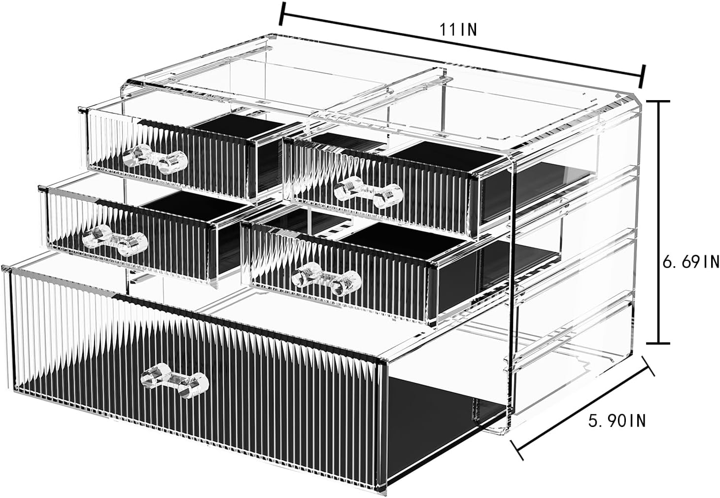 ZHIAI Stackable Storage Drawers, Acrylic Bathroom Counter Organizer Clear Makeup Organizers for Vanity, Kitchen Cabinets, Bathroom, Undersink, Home Organization and Storage (5 Drawers, Pattern C)-FemmiqueWomen
