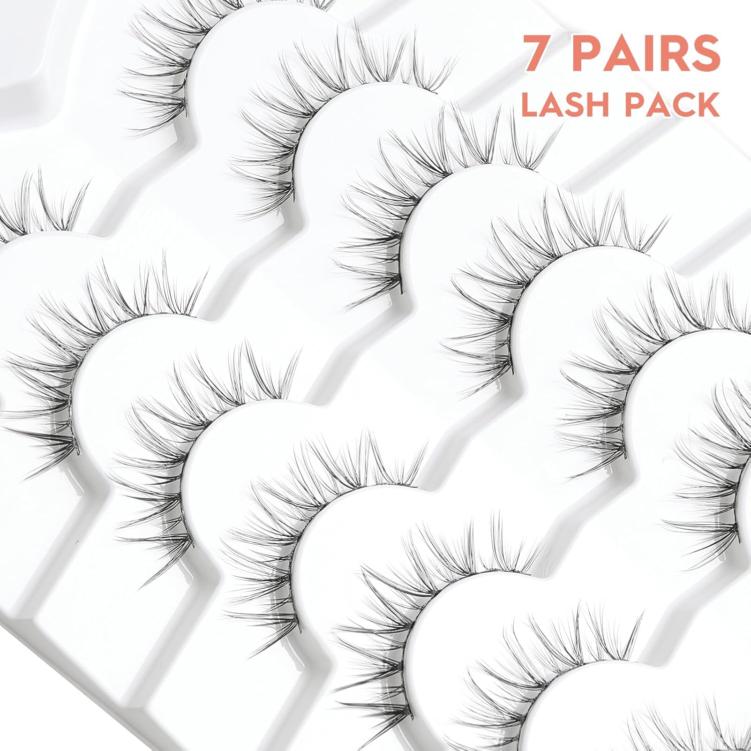 False Eyelashes Natural Lashes Wispy 10mm Short Eyelashes Natural Anime Lashes Thin Band Strip Eyelashes Curly False Eye Lashes Pack 7 Pair Siligli Lashes That Looks Like Extensions-FemmiqueWomen