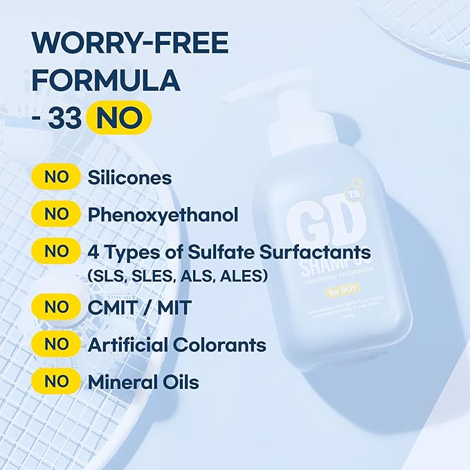 TS GD Shampoo for Boys | Korean Teen Shampoo with Upgraded Probiotics | Anti-Dandruff & Itchy Scalp Relief | Blue Fresh Allergy-Free Fragrance | Sulfate-Free (13.5 fl oz, 400ml)-FemmiqueWomen