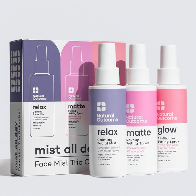 Face Mist Trio Collection – Hydrating Facial Mist Spray for Glowing Skin – Rosewater, Lavender & Hyaluronic Acid – Makeup Setting & Refreshing Face Spray Mist-FemmiqueWomen
