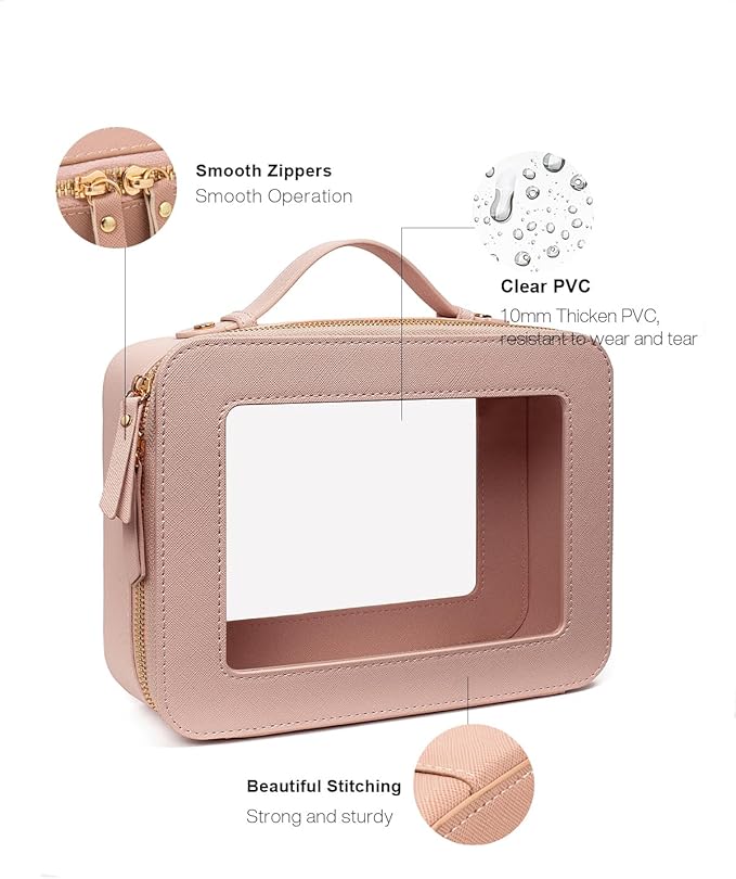 Clear Makeup Bag Small, TSA Approved Portable Toiletry Bag with Zipper Cosmetic Travel Bag Makeup Organizer Case Mini Makeup Pouch for Purse Car Organizer Bag for Women Men-FemmiqueWomen