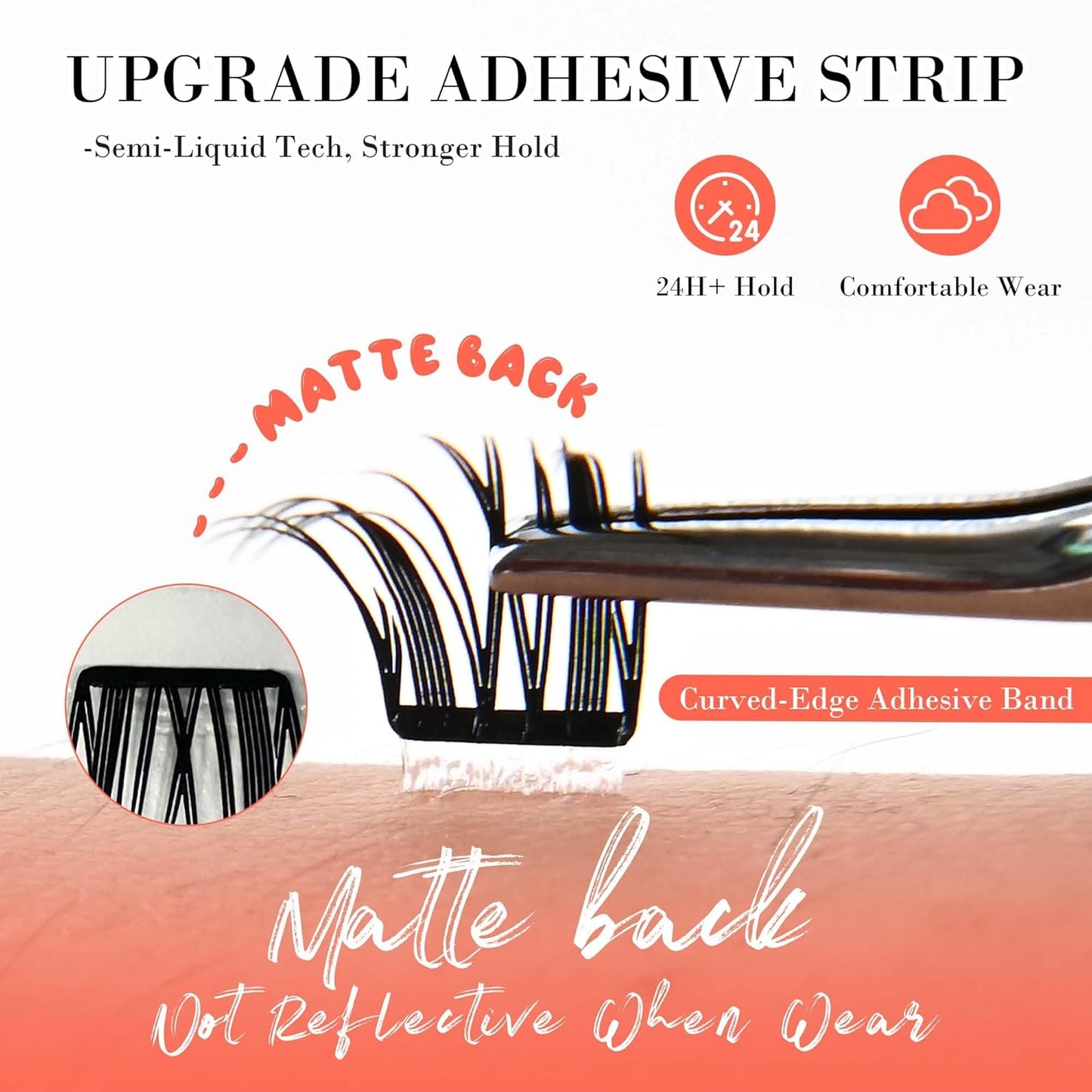 GAQQI Self Adhesive Eyelashes Lash Clusters, Press on Lashes 10-14mm Natural Wispy Cluster Lashes, Reusable No Glue Lashes C Curl, NEW-TECH Thin Flakes Pre Glued Eyelashes Clusters (PG09)-FemmiqueWomen