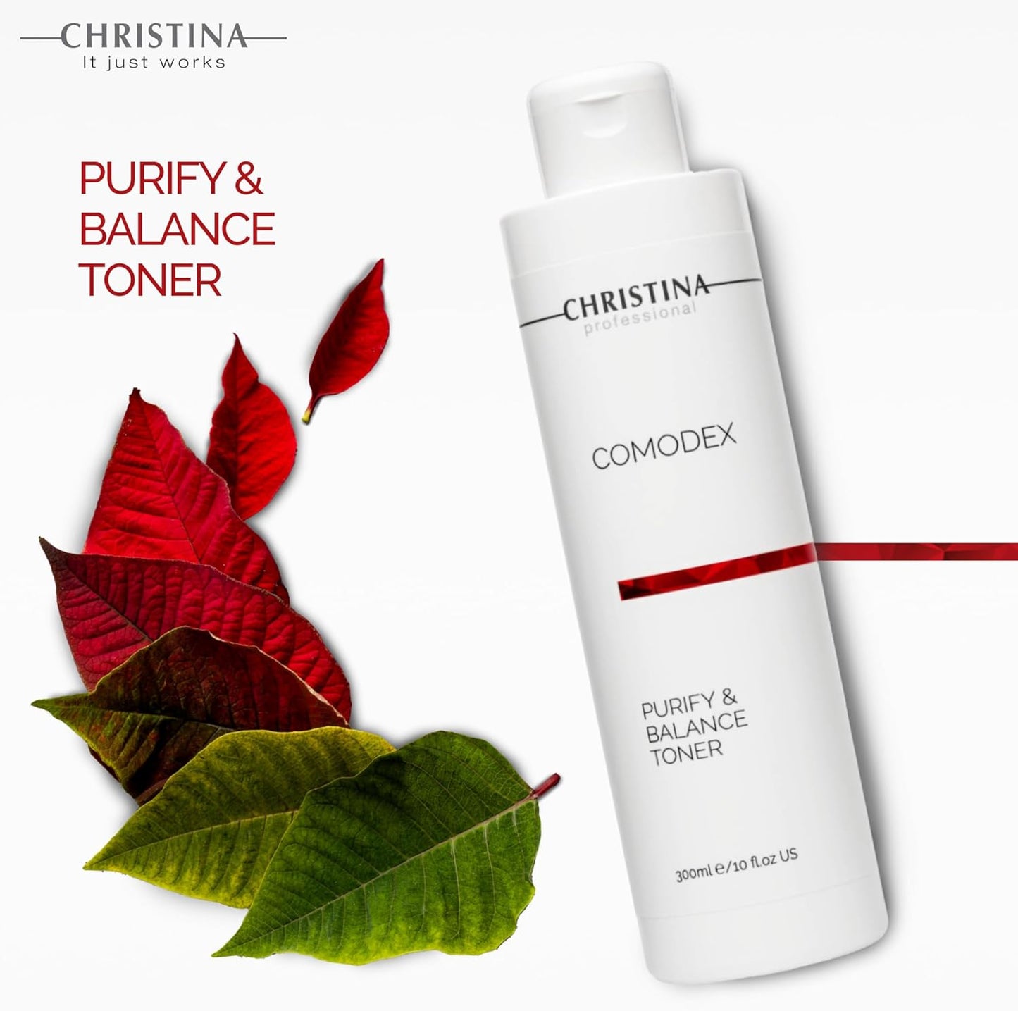 Christina Comodex Purify & Balance Facial Toner - 300ml - Non-Drying Formula with Eucalyptus and Tasman Pepper Extract - PH Balancing Toner for Combination, Normal and Oily Skin Types.-FemmiqueWomen