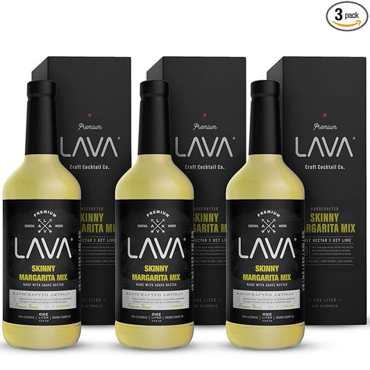 (3 Pack) Premium Skinny Margarita Mix by LAVA Craft Cocktail Co., Low Calorie Margarita Mix Made with Key Lime Juice, Agave, No Artificial Sweeteners, Lots of Flavor, Ready to Use, 1-Liter (33.8oz)-FemmiqueWomen