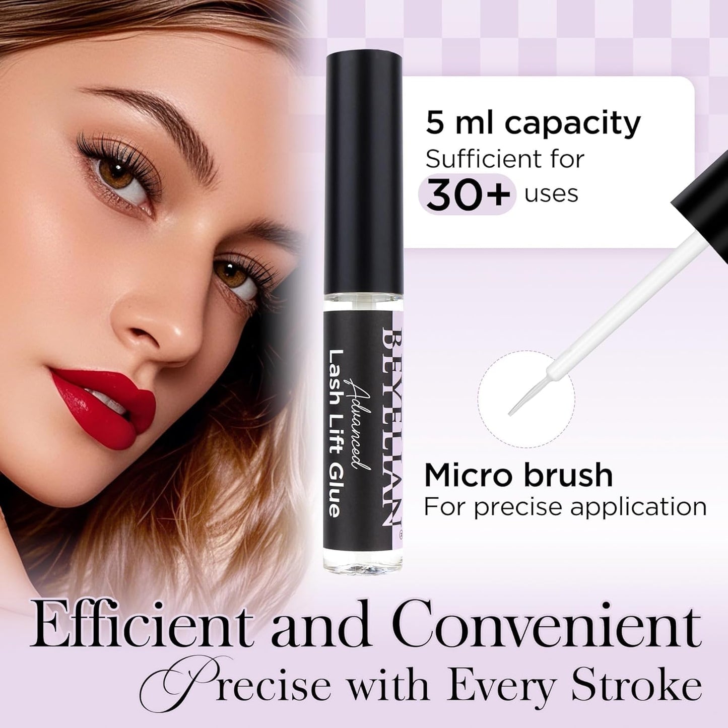 BEYELIAN Lash Lift Glue, Lash Lift Adhesive,Lash Perm Glue Strong Sticky Eyelash Dissolves Quickly in Water, No Irritation and Odorless,5ML-FemmiqueWomen