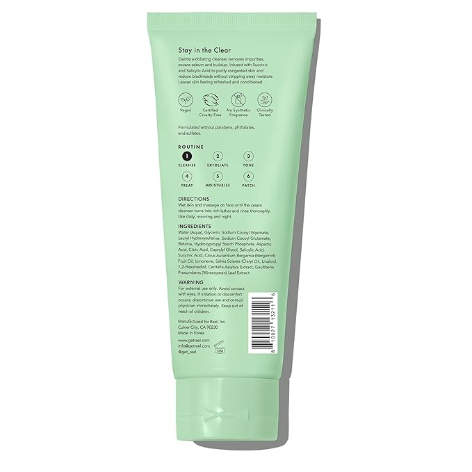 Rael Blackhead Remover, Miracle Clear Clay Mask, Exfoliating Face Wash, Pore Minimizer, Gentle and Hydrating, with Tea Tree, Vegan, Korean Skin Care (3.3 fl oz)-FemmiqueWomen