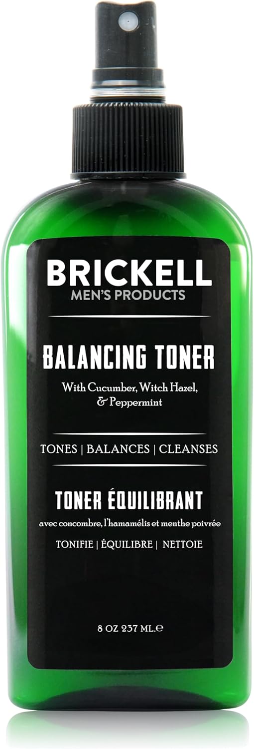 Brickell Men's Balancing Face Toner for Men, Natural and Organic Alcohol-Free Facial Toner with Witch Hazel, 8 Ounce, Scented-FemmiqueWomen