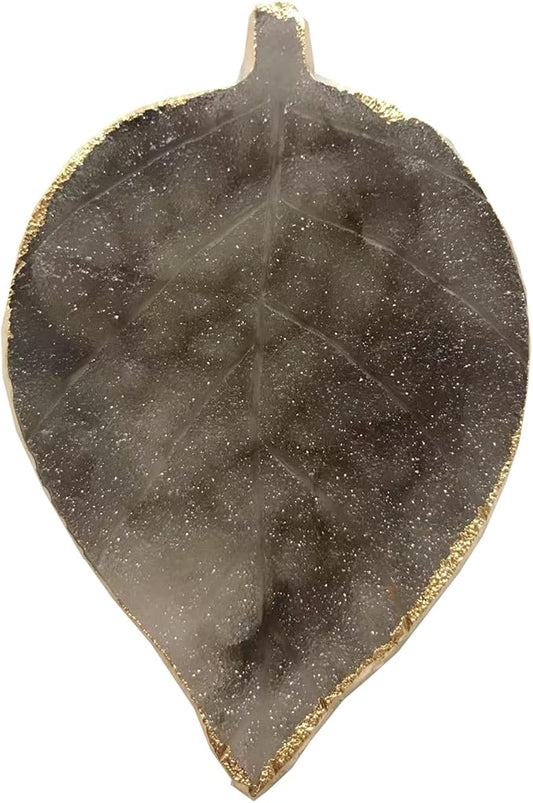 1 Piece Nail Art Palette Nail Polish Palette Mixing Palette Makeup Plate Nail Plate for Nail Art Nail Tip Holder Nail Art Display (gray leaf)-FemmiqueWomen