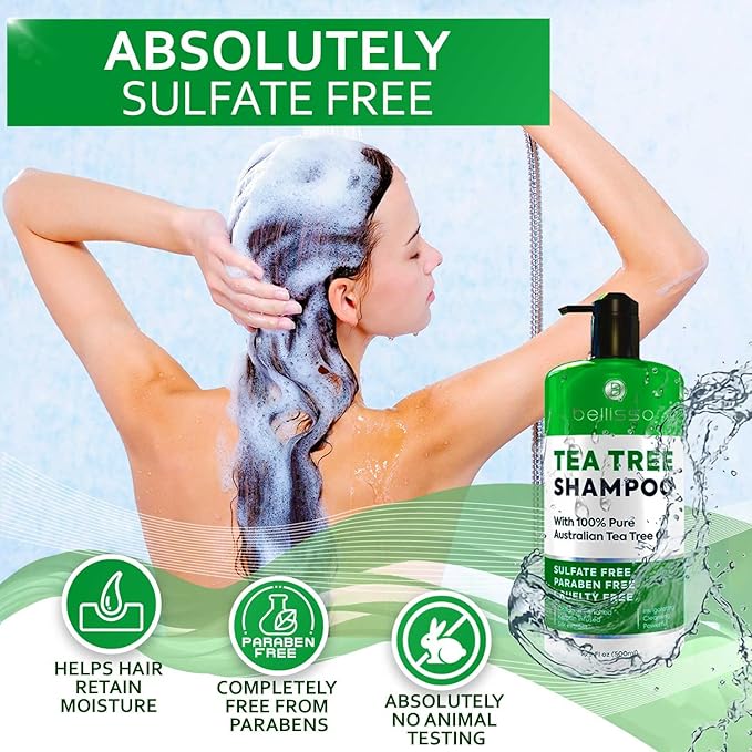 Tea Tree Oil Shampoo - Sulfate and Paraben Free with Collagen Keratin - Ideal for Women and Men with Oily Hair and Scalp Buildup - Anti Dandruff Treatment for Itchy, Dry Scalps – Salon Grade Products-FemmiqueWomen