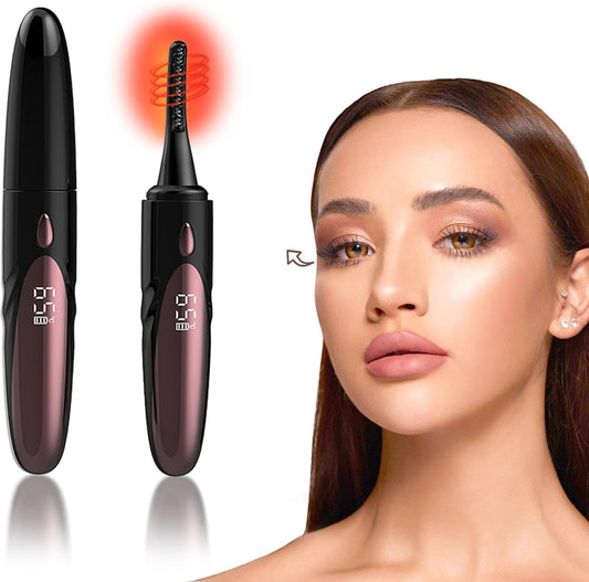 Heated Eyelash Curlers - Fast Heat up Within 10s, Electric Eyelash Curler with 4 Heating Modes, Rechargeable Electric Eyelash Curler, Heated Lash Curler for Makeup Tools with LED Display (Black)-FemmiqueWomen