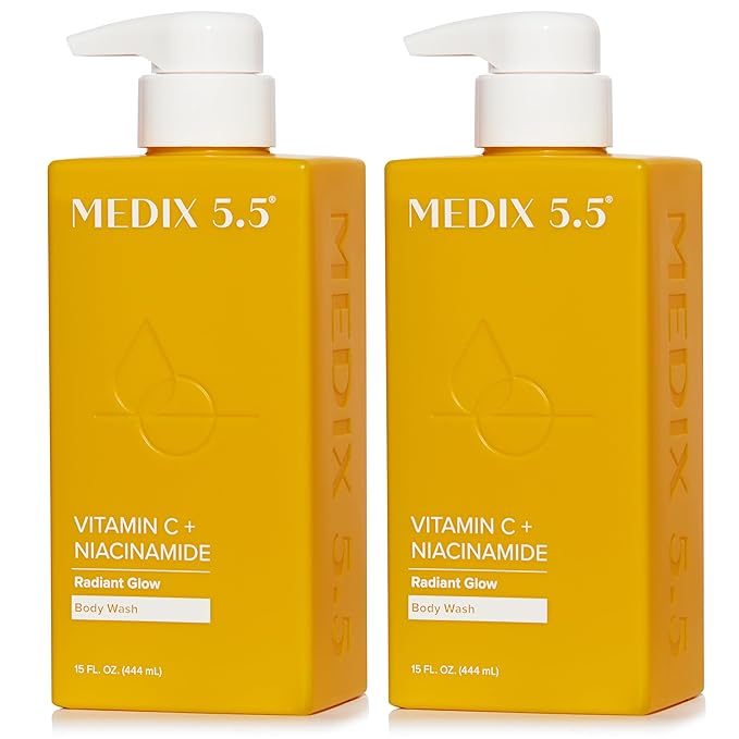 Medix 5.5 Radiant Glow Vitamin C Body Wash W/Niacinamide | Citrus Scented Gentle Body & Face Cleanser For Women, Men, Dry Skin, & Smoother-Looking Skin | Removes Dirt, Oil, & Impurities, 2-Pack-FemmiqueWomen