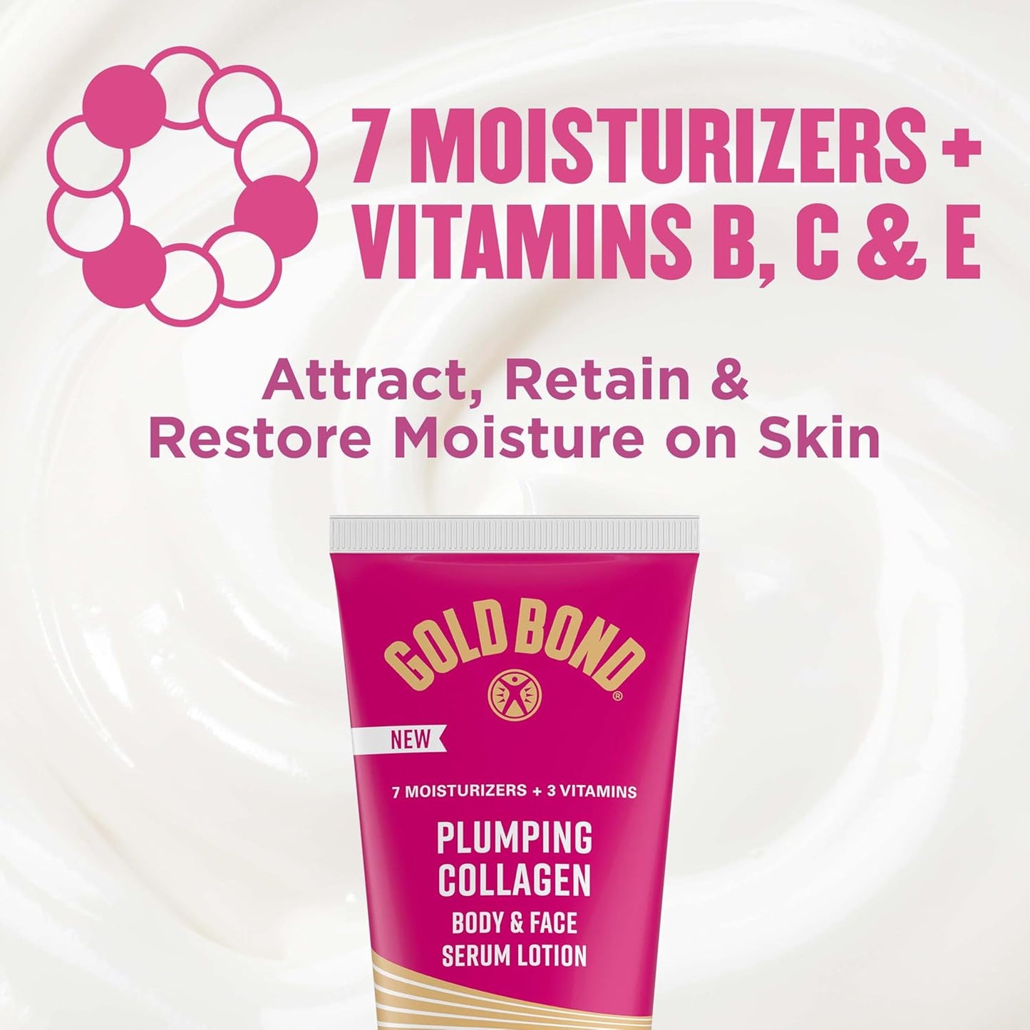 Gold Bond Plumping Collagen Body and Face Serum Lotion, Lightweight Hydrating Moisturizer with Collagen Peptide Complex, Jojoba and Grapeseed Oils to Visibly Plump Skin, Cherry Blossom Scent, 8 oz-FemmiqueWomen