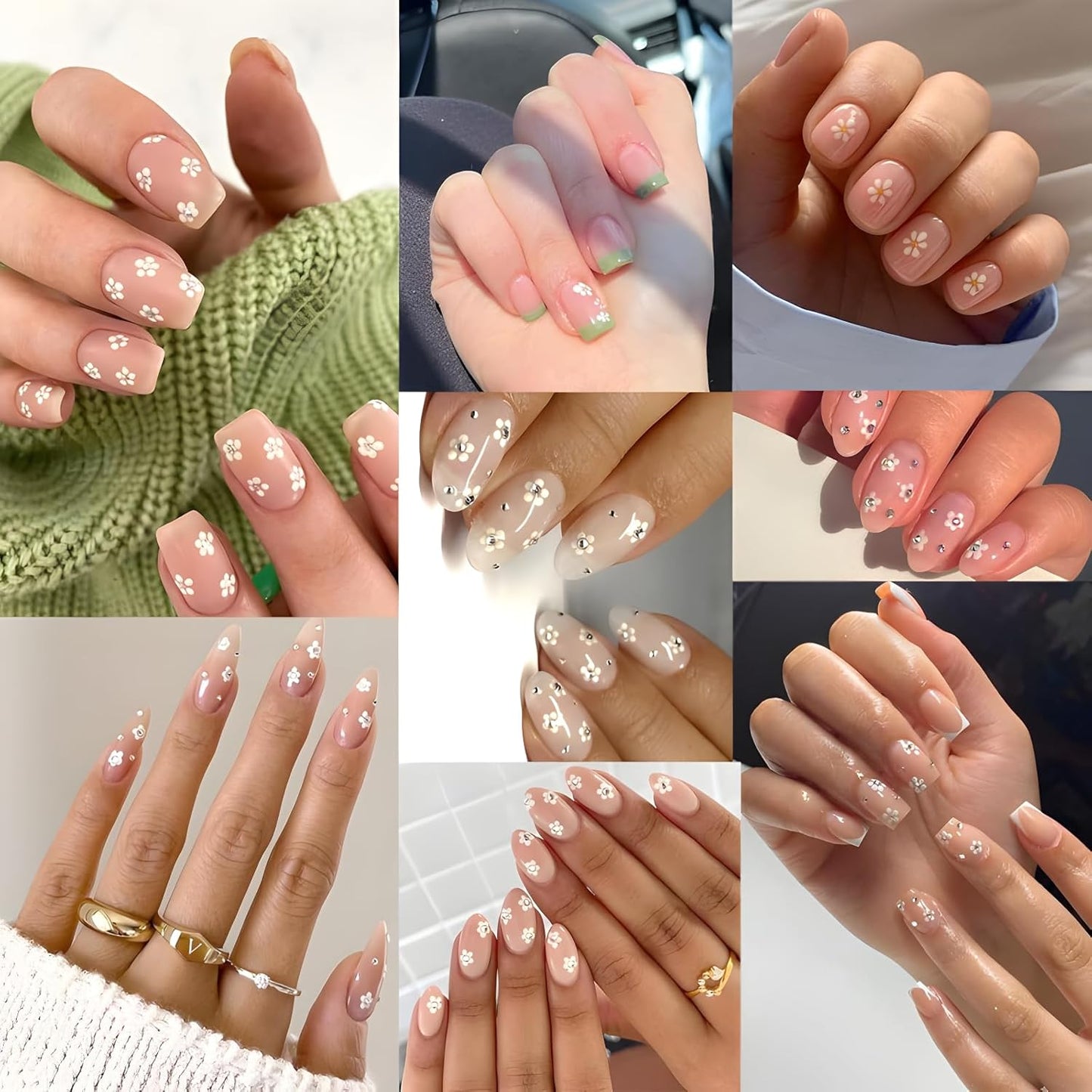 30 Sheets White Flower Nail Art Stickers - 3D Self Adhesive Daisy Decals for Spring Nail Art - Floral Supplies for Women and Girls-FemmiqueWomen