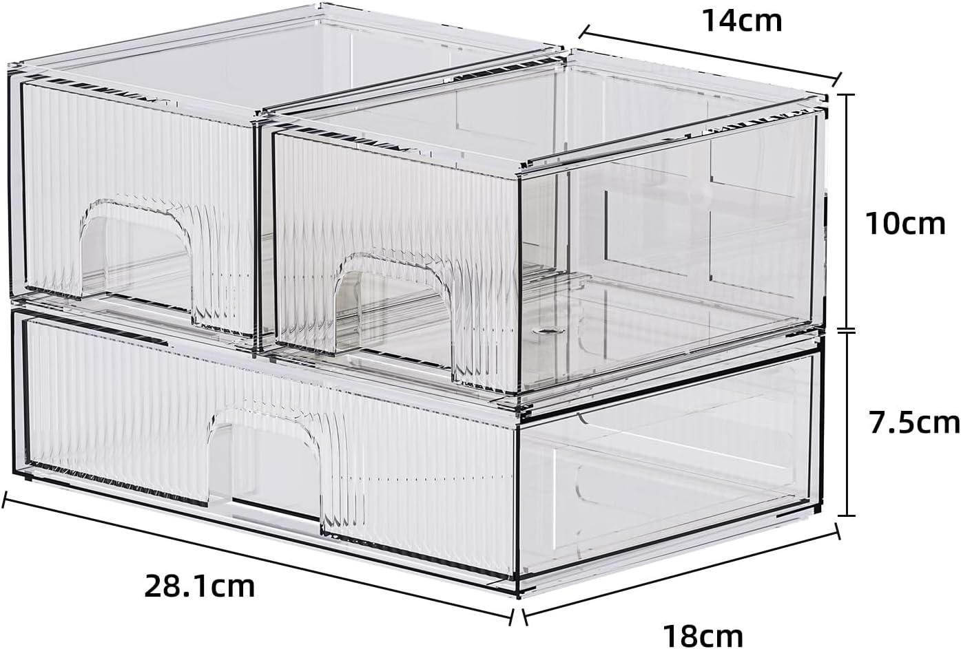 ZHIAI 3 Pack Clear Stackable Cosmetic Organizer with Acrylic Drawers for Cosmetics and Small Items for Dresser, Vanity, Kitchen Cabinet, Pantry, Home Organization and Storage-FemmiqueWomen