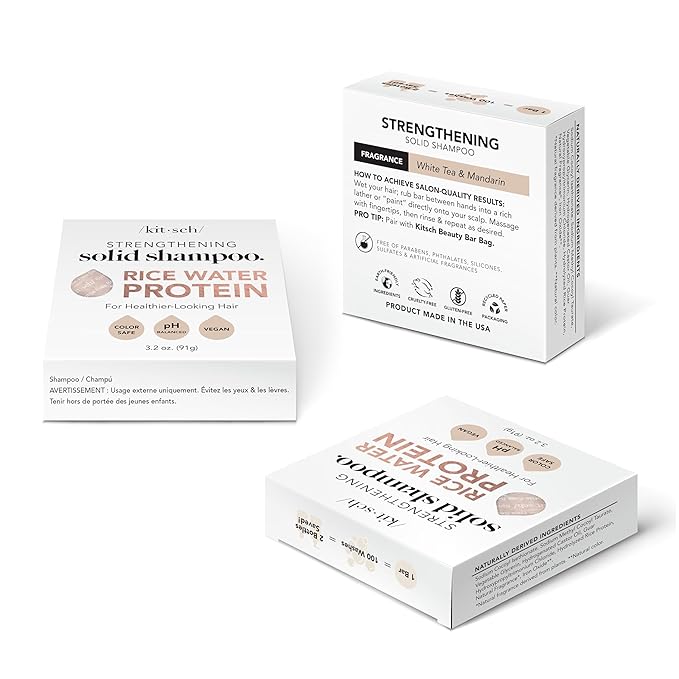 Kitsch Rice Water Shampoo Bar – Dry Hair Shampoo & Soap Bar for Hair Care & Hair Growth – Women and Mens Shampoo – Strengthens Damaged Hair – Vegan, Paraben, Silicone & Sulfate-Free – 3.2 oz-FemmiqueWomen