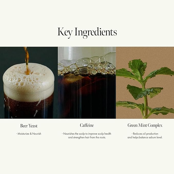 Dark Beer Biome Shampoo - Vegan Anti-Hair Loss Sclap Care with Caffeine & Green Mint Complex for Thicker Stronger Hair- Deep Cleansing, Oil Control & Cooling Effect, Sulfate-Free 500 ml / 16.9 fl oz-FemmiqueWomen