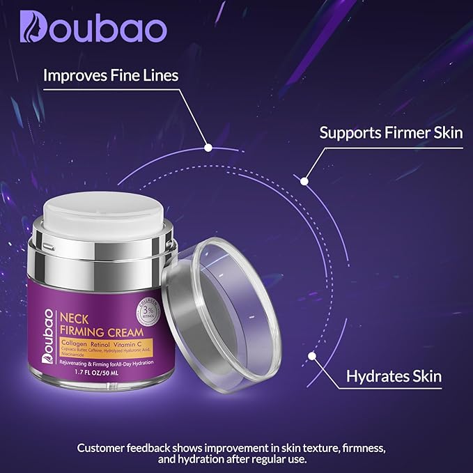 Neck Firming Cream, Wrinkle Cream for Women, Retinol Moisturizer with Collagen and Hyaluronic Acid for Neck, Face and Décolleté, 1.76 fl oz-FemmiqueWomen