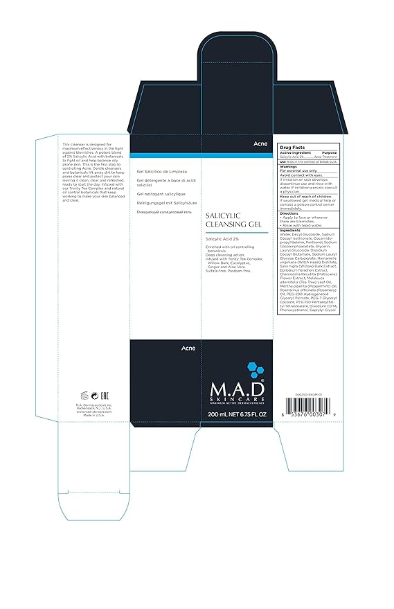 M.A.D Skincare Salicylic Cleansing Gel - Acne Facial Wash 6.75 oz.-FemmiqueWomen