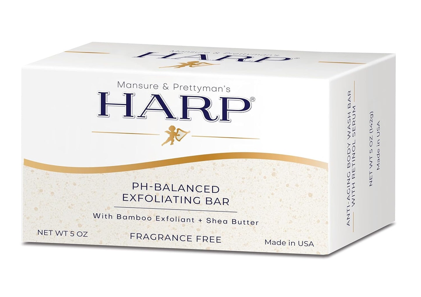 HARP pH-Balanced (5.0-6.0) Exfoliating Body Wash Bar - FRAGRANCE FREE. Bamboo Powder Exfoliation -the perfect consistency. Soap/Lye/Preservative/Dye/Masking agent-Free. Non-comedogenic. 5oz-FemmiqueWomen