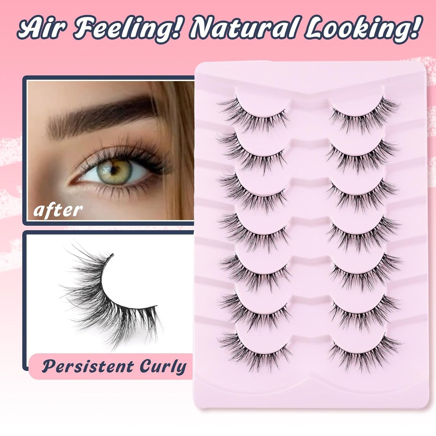 Cat Eye Lashes Wispy Eyelashes Manga Cat Eyelashes Natural Look 15mm Wispy False Lashes 3D Volume Fake Eyelashes Anime Lash Soft Faux Mink Lashes 7 Pairs Lashes Pack Siligli-FemmiqueWomen