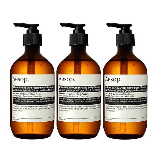 Aesop A Rose By Any Other Name Body Cleanser | Gentle Body Cleanser with Rose Petal Oil & Skin-Softening Botanicals | 16.9 oz / 500mL (Pack of 3)-FemmiqueWomen