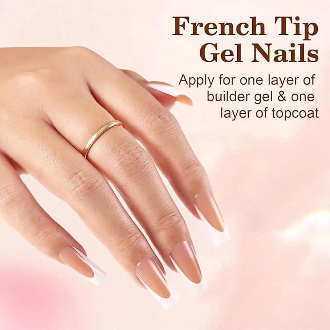 Long French Tip Press on Nails, 150pcs Square Deep Brown French Gel Nail Tips 15Sizes, Pre-lasting Soak Off Acrylic Fake Nails, No Need to File False Nail Tips Extension for Women Nails
