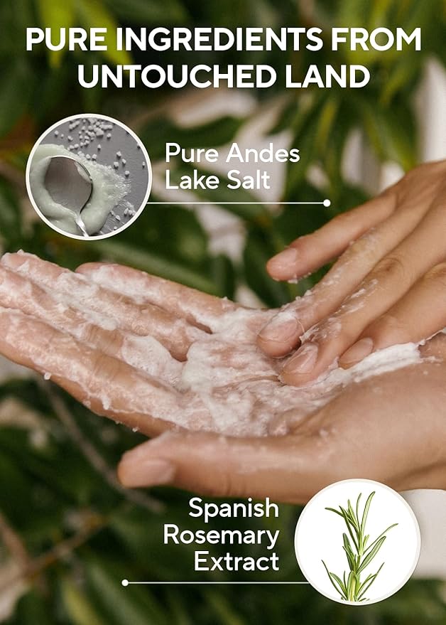 AROMATICA Rosemary Salt Scrub Shampoo - Hair Loss Korean Scalp Detox Shampoo with Rosemary Scalp Oil | Scalp Exfoliator with Salt Scrub for Oily Scalp | Sulfate Free, Silicone Free (10.5 oz / 300g)-FemmiqueWomen