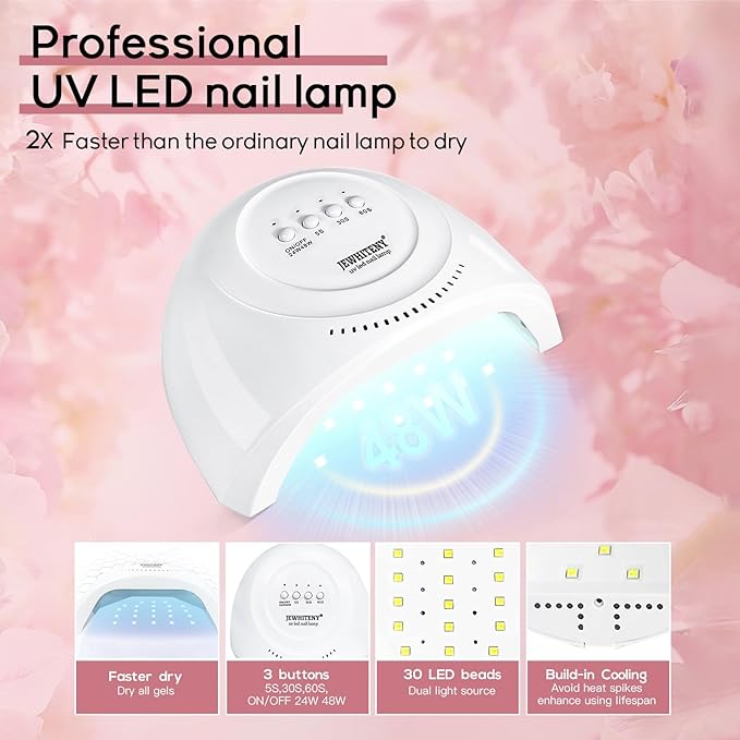 JEWHITENY 14 Colors Poly Extension Gel Nail Kit With U V Lamp Nude Pink White Brown All In One Poly Gel Starter Kit With Base Top Coat Manicure Salon Frence Nail Art DIY-FemmiqueWomen