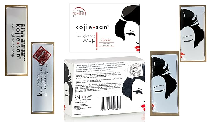 Kojie San Skin and Body Soap 2 Piece Set – Original Kojic Acid, Dark Spot Remover Soap Bar with Coconut & Tea Tree Oil – 65g x 2 Bars & 30g Face Cream-FemmiqueWomen
