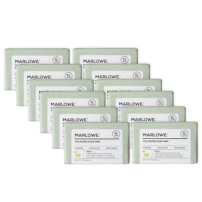 MARLOWE. No. 108 Lightly Exfoliating Soap Bar, 7oz (12 Bars) Polishing, Moisturizing & Cleansing Bar Soap for Men, Made with Natural Ingredients-FemmiqueWomen