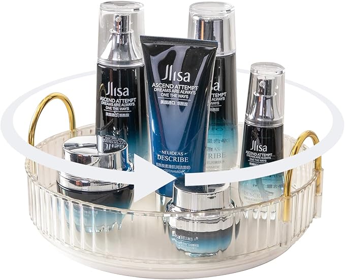 Rotating Makeup Organizer for Vanity, High-Capacity Skincare Clear Make Up Storage Perfume Organizers Cosmetic Dresser Organizer Countertop 360 Spinning (Clear, 1 Tier)-FemmiqueWomen