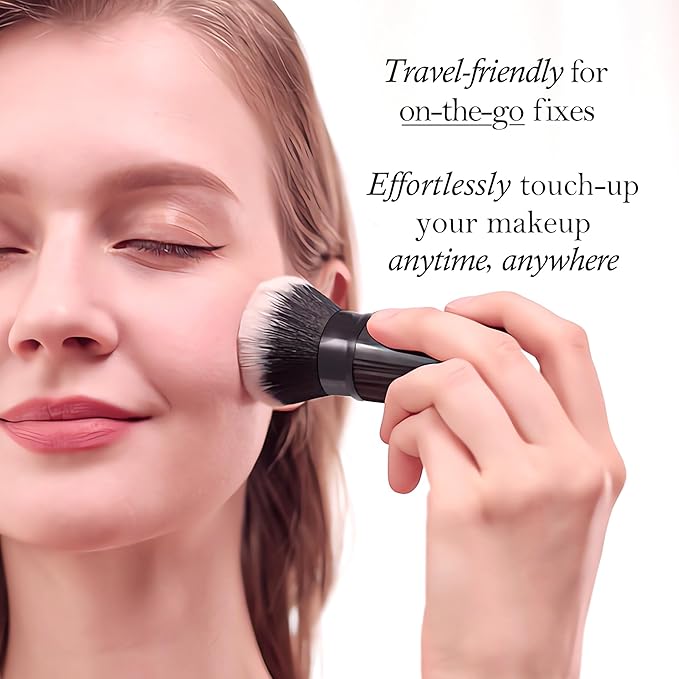 LORYP Retractable Makeup Brush Black Kabuki Foundation Brush for liquid Cream and Powder Makeup 2 Pack Travel Makeup Brush Set-FemmiqueWomen