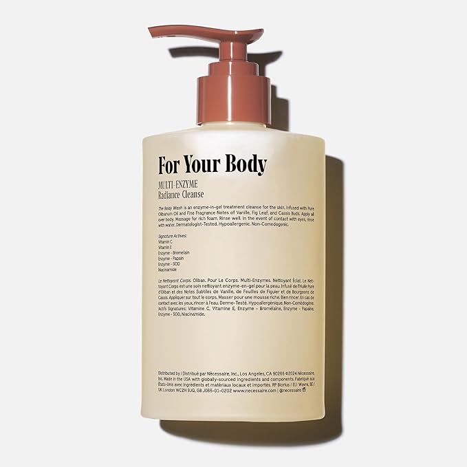 Nécessaire The Body Wash Olibanum. Natural Body Wash for Women + Men. Radiance Cleanse. Multi-Enzyme Gel Cleanser for Dull Skin. Notes of Vanilla, Fig Leaf, and Cassis Buds. 16.9 Fl Oz.-FemmiqueWomen