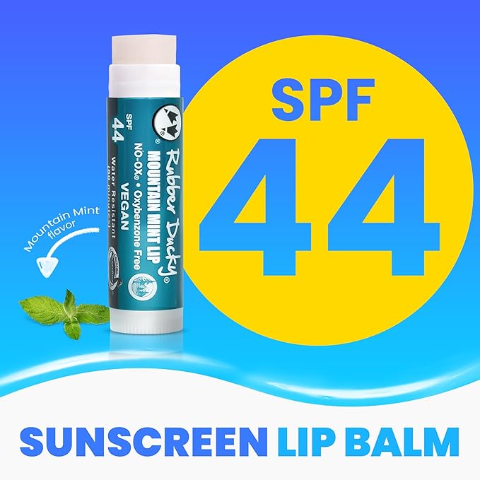 Rubber Ducky | Lip Sunscreen, Lip Balm with SPF 44, Waterproof Sunscreen Lip Balm | Vegan, Untinted, Mint Flavor, with Vitamin E | All Season - Broad Spectrum Sunscreen for Lips-FemmiqueWomen