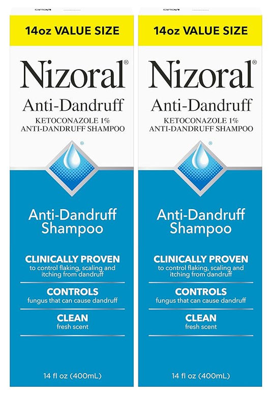 Nizoral Anti-Dandruff Shampoo with 1% Ketoconazole, Fresh Scent, 14 Fl Oz (Pack of 2)-FemmiqueWomen