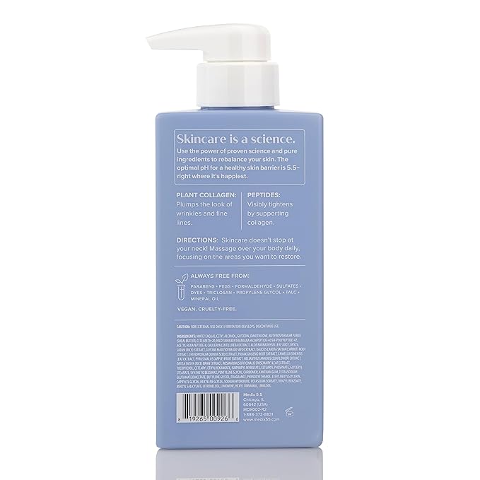 Medix 5.5 Exfoliating AHA Glycolic Acid Face & Body Scrub Cleanser + Collagen Moisturizing Body Cream Lotion Skin Care 2PC Set | Alpha Hydroxy Acid & Lactic Acid Foaming Body Wash & Face Wash, 2-PC-FemmiqueWomen