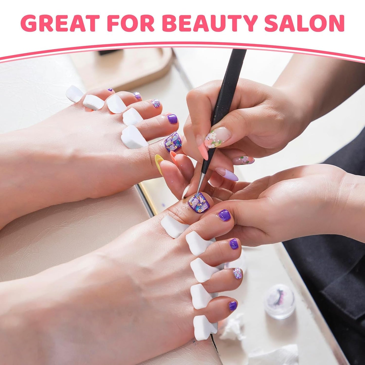 300 Pcs Sponge Toe Separators for Nail Polish Bulk Finger Separators Toe Divider Spacer Pedicure Correct Foot Manicure Coating Gel Painting Soft Pedicure Supplies for Men Women, White-FemmiqueWomen