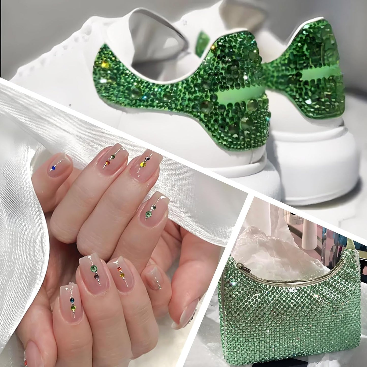 2000 PCS SS16 Flatback Rhinestones,12-Facet Diamond-Cut Glass Gems for Nail Art,Clothing,DIY Crafts,Glue-On Decoration Stones with Silver Backing,Peridot-FemmiqueWomen