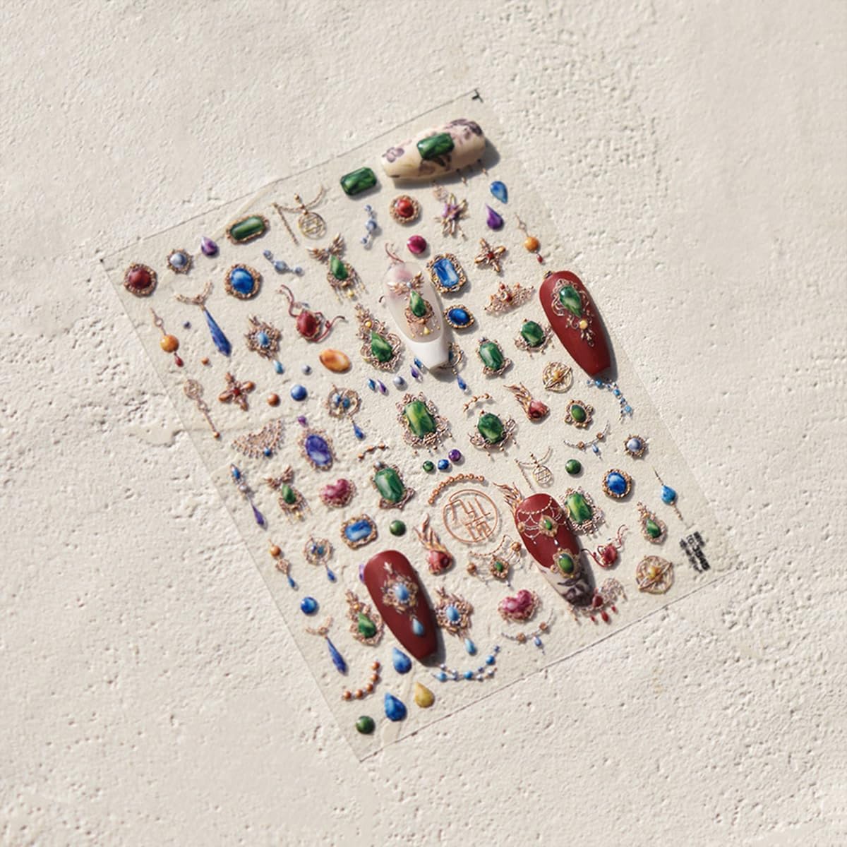 Jewels Nail Stickers for Nail Art 3D Necklace Pendant Jewels Gems Shaped Nail Decals Luxury Stickers for Nails Designs Self Adhesive Nail Art Supplies & Decorations for Women 1 Sheet-FemmiqueWomen