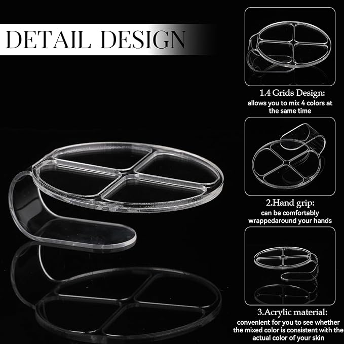 2 Pcs Makeup Hand Palette Foundation Palette Foundation Mixing Palette Hand-Held Nail Art Manicure Palette Clear Makeup Palette for Mixing Foundation Eye Shadow Nail Art-FemmiqueWomen