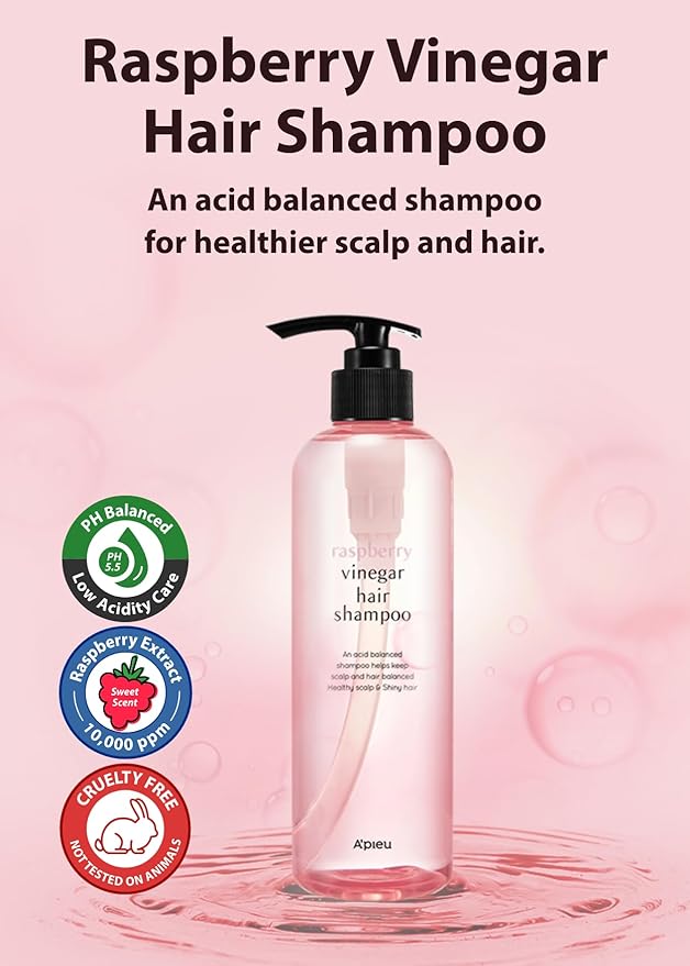 A’PIEU Raspberry Vinegar Hair Shampoo 16.9 fl.oz / 500 ml - Dandruff & Clarifying Shampoo | Scalp Treatment I Korean Hair Care I Balances pH, Removes Buildup, Soothes Scalp-FemmiqueWomen