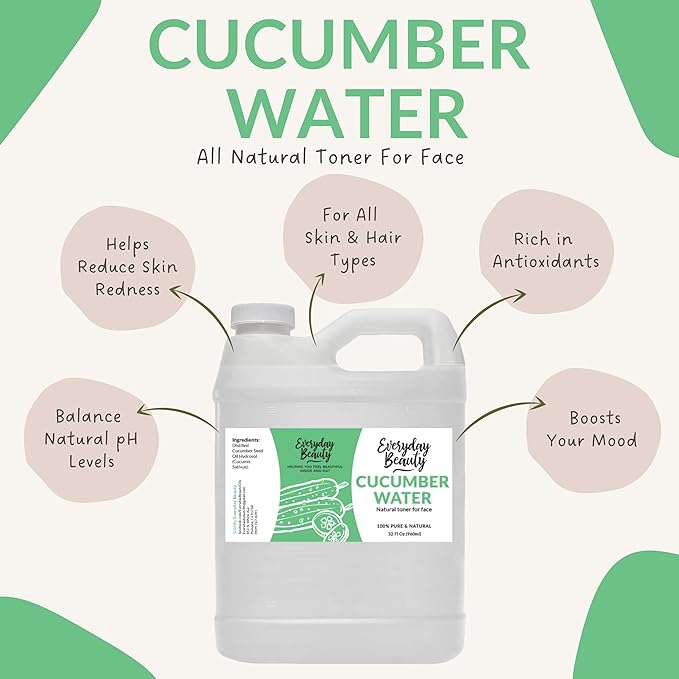 Cucumber Hydrosol Bulk - 32 oz All Natural Hydrating Spray Mist for Face and Hair - 100% All Natural Cucumber Water-FemmiqueWomen