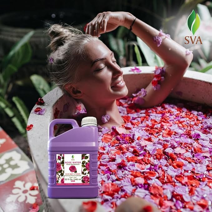 SVA Rose Water - 32 Fl oz - Refreshing Rose Water Spray for Skin Care, Skin Hydration, Bath, Soaps, Haircare & Aromatherapy-FemmiqueWomen