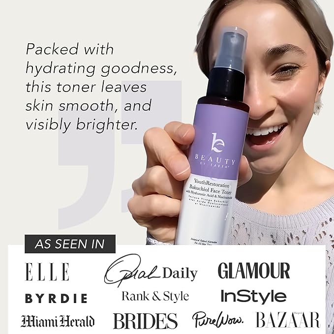 Bakuchiol Face Toner - USA Made with Natural & Organic Ingredients, Skin Toner for Oily and Acne Prone Skin, Spray Toner for Aging Skin, Smoothes Fine Lines & Wrinkles, Face Toner for Women Anti Aging-FemmiqueWomen