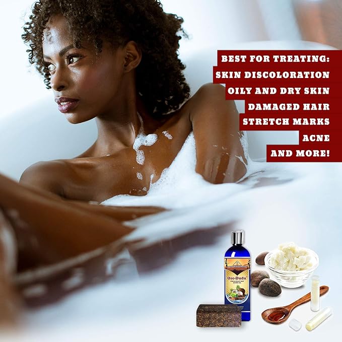 Organic, Anti-Bacterial OSE DUDU LIQUID BLACK SOAP GEL 1 LB (16 oz) Acne Eczema Dry Skin Psoriasis Scar Removal Face and Body Wash Skin Care (GHANA)-FemmiqueWomen