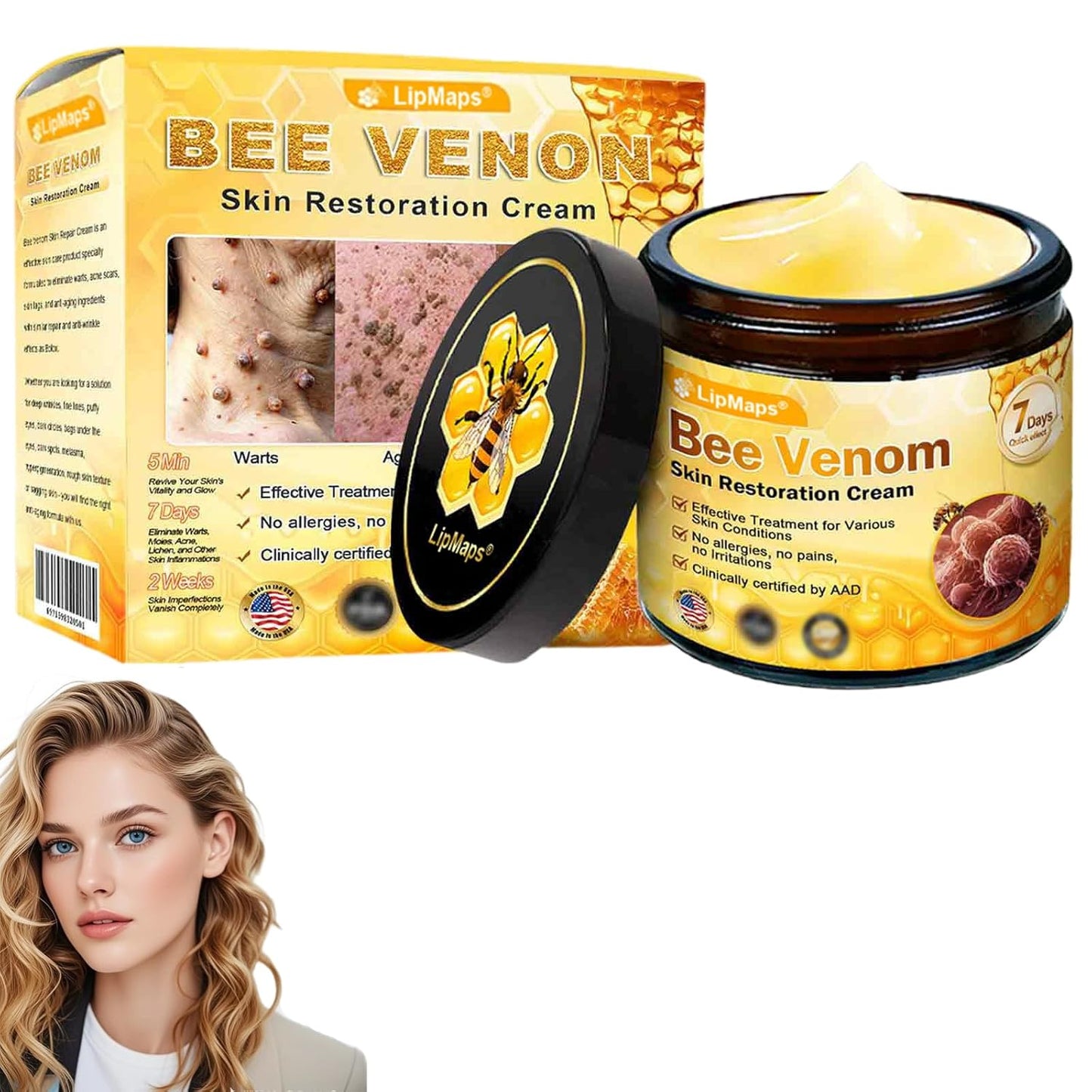 LipMaps Bee Venom skin Restoration Cream,Bee Venom Skin Treatment Cream,Deeply Moisturizing and Firming for All skin Types (1PC)-FemmiqueWomen