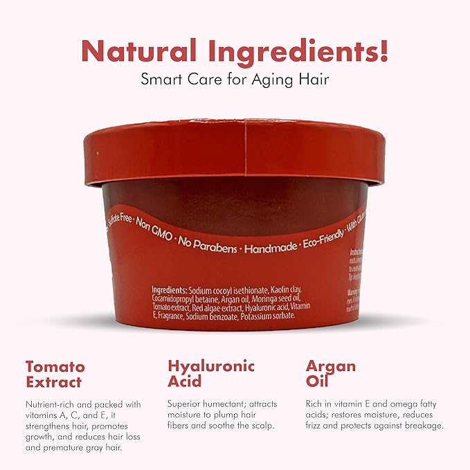 Hyaluronic Acid Shampoo Bar With Tomato & Red Algae Extract – For stronger, restored, and age-defying hair – For Women & Men – Natural & Free of Parabens & Sulfates – Made in USA – 4.5oz (Pack of 2)-FemmiqueWomen