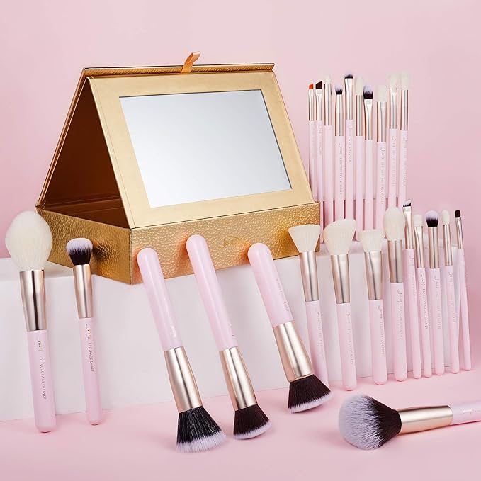 Jessup Makeup Brushes Set Professional Makeup Brush Eyeshadow Blending Powder Foundation Blusher Concealer 25pcs with Cosmetics Storage Box, Blushing Bride T295-FemmiqueWomen