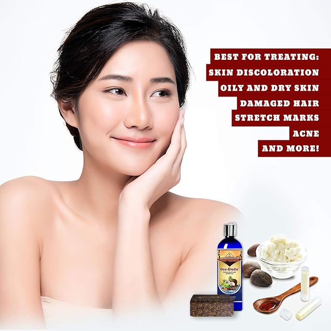 Organic, Anti-Bacterial OSE DUDU LIQUID BLACK SOAP GEL 1 LB (16 oz) Acne Eczema Dry Skin Psoriasis Scar Removal Face and Body Wash Skin Care (GHANA)-FemmiqueWomen